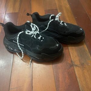 Balenciaga Black and White Athletic Shoes